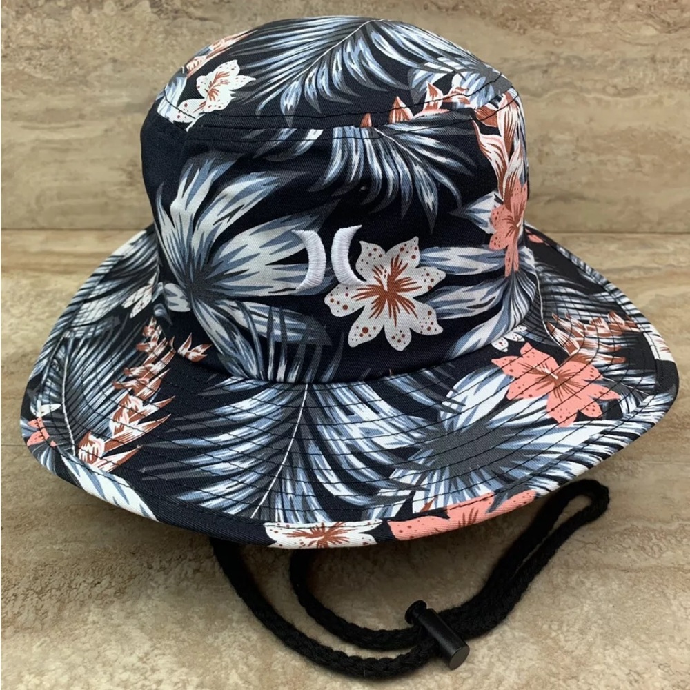 Hurley Hawaiian Blue Floral Bucket Hat Boonie Mens Sun Cap